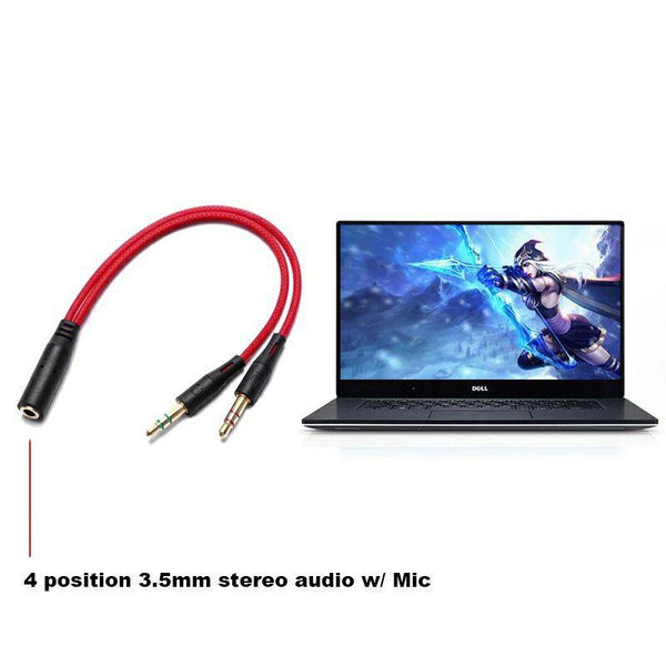 3.5MM To 2x Aux Cord Extension Y Cable Earphone Mic